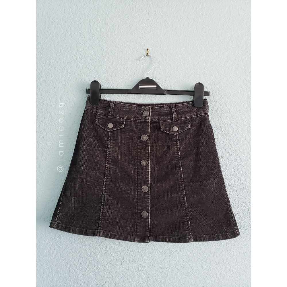 Bdg | Corduroy A-Line Button-Front Mini Skirt - image 1